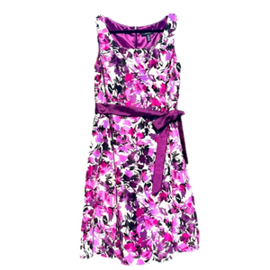 R&M Richards Puple Floral A-line Sleeveless Dress